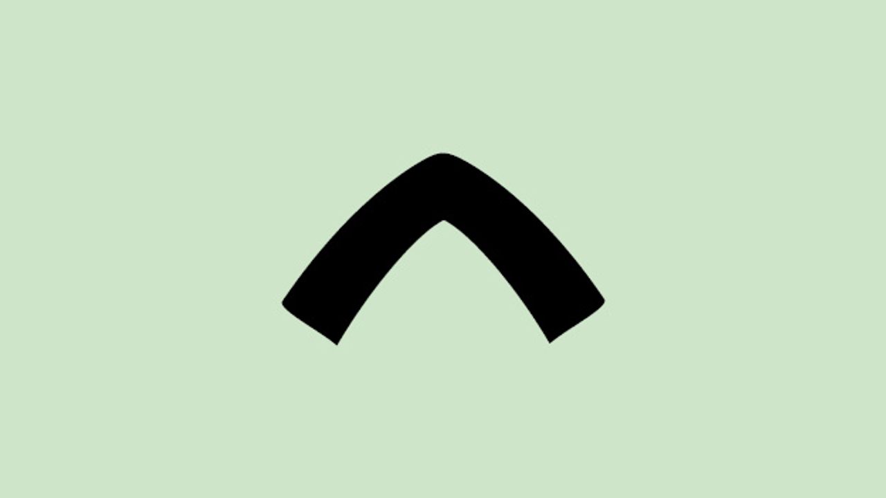 Un carré au fond vert sur lequel se détache, au centre, une forme noire qui ressemble à un accent circonflexe.