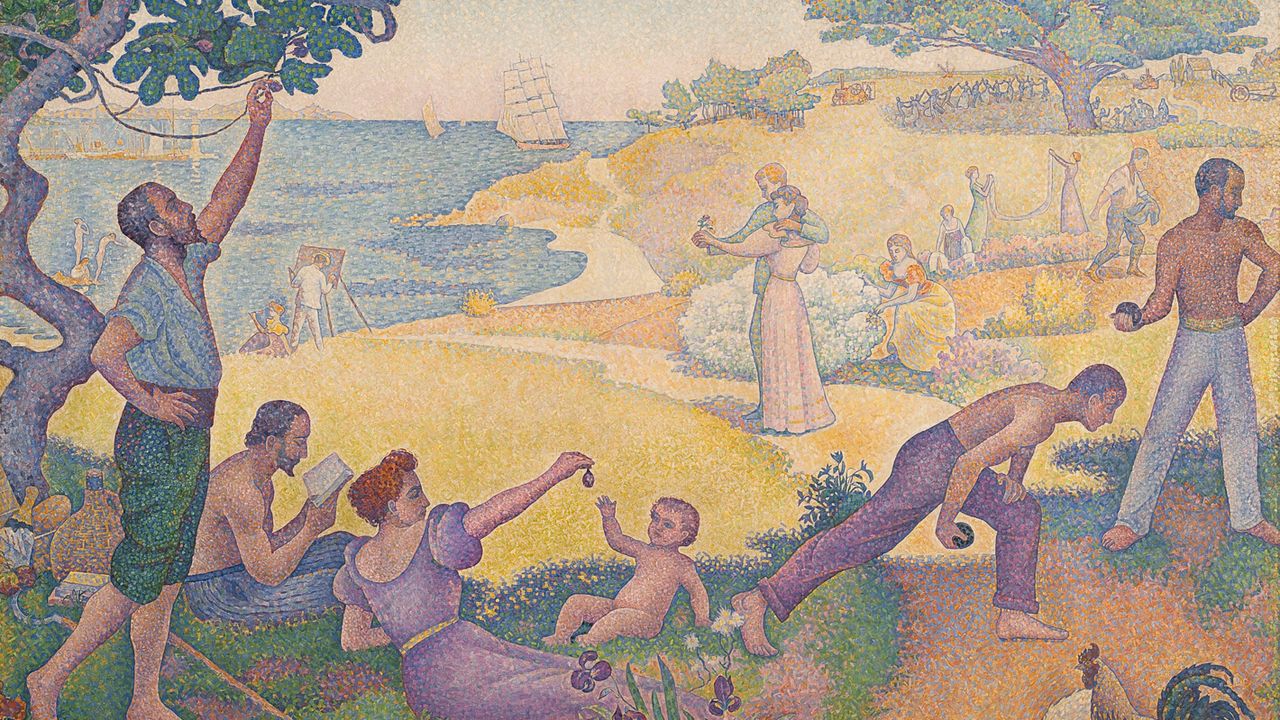 L'image est une reproduction du tableau "Au temps d'harmonie" du peintre français Paul Signac.