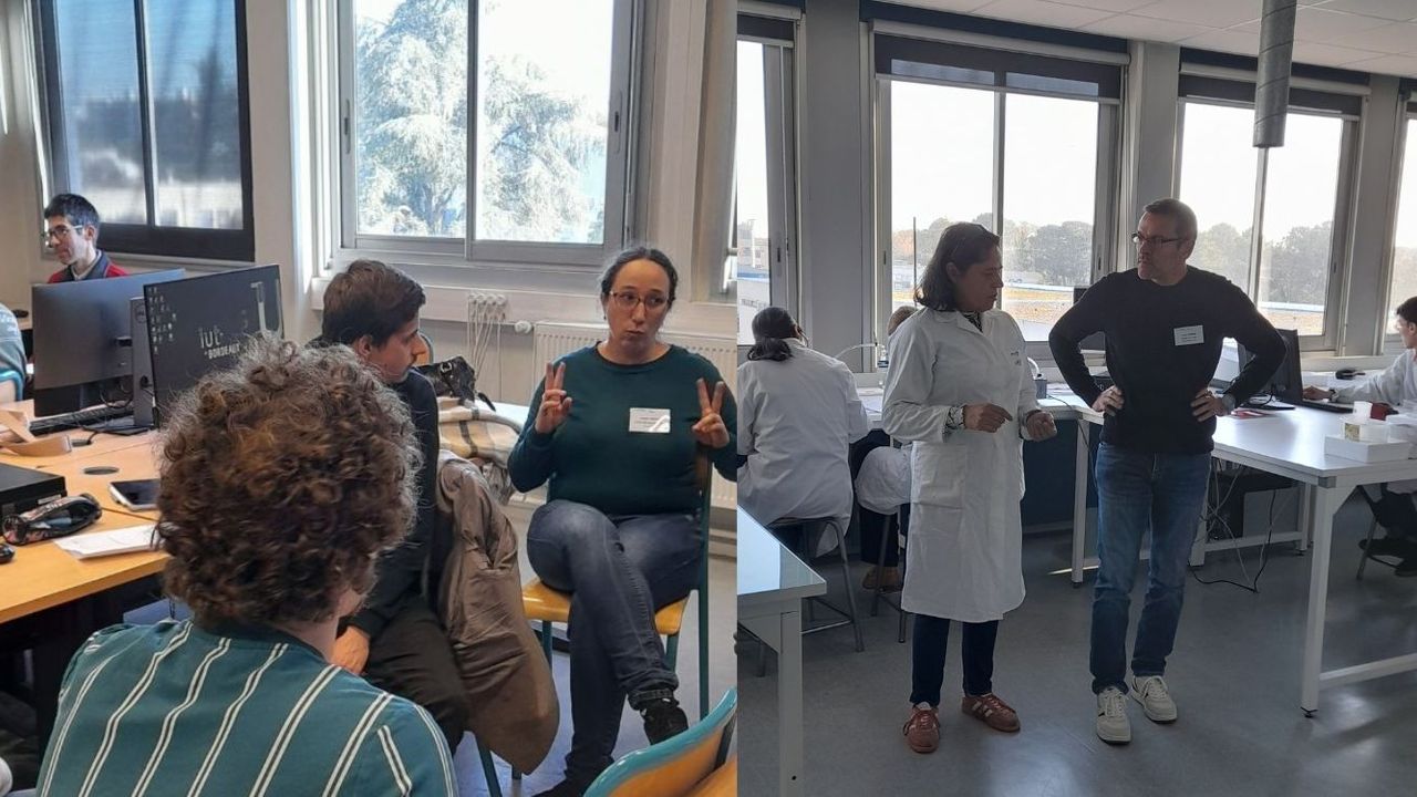 Étudiants, enseignants de lycée et d'IUT réunis en cours