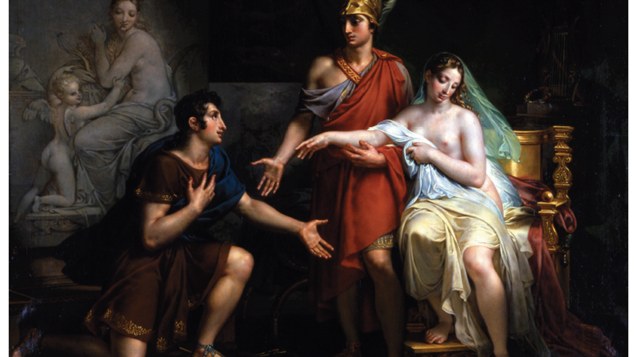 Peinture de Charles Meynier intitulée "Alexandre Le Grand cédant Campaspe à Apelle"