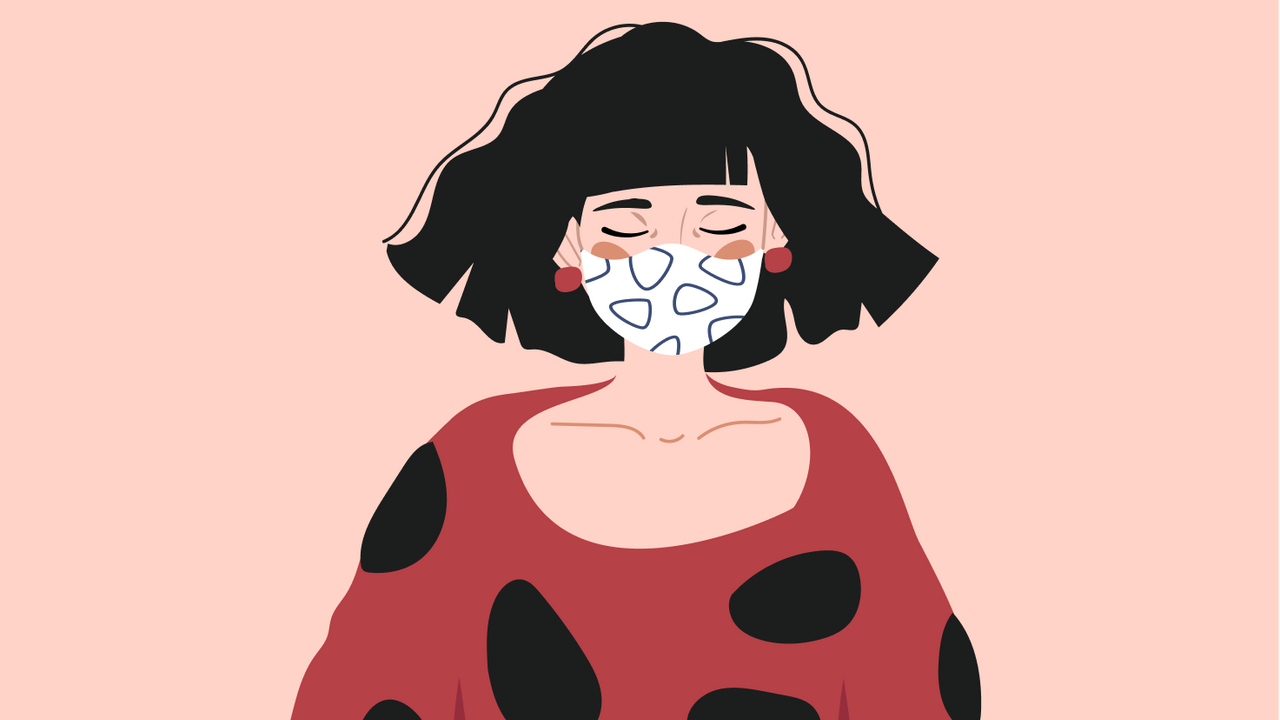 Illustration d'une femme portant un masque