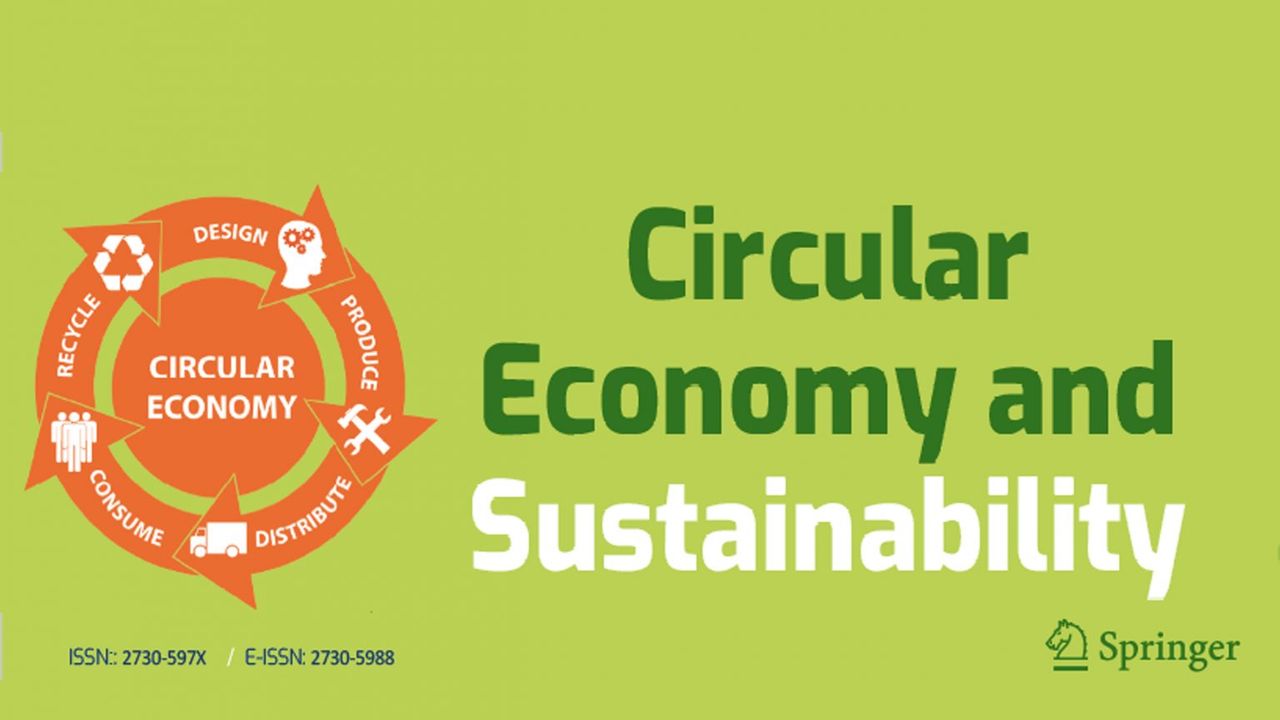 Infografía con los pasos de la Economía Circular y texto "Circular Economy and Sustainability"