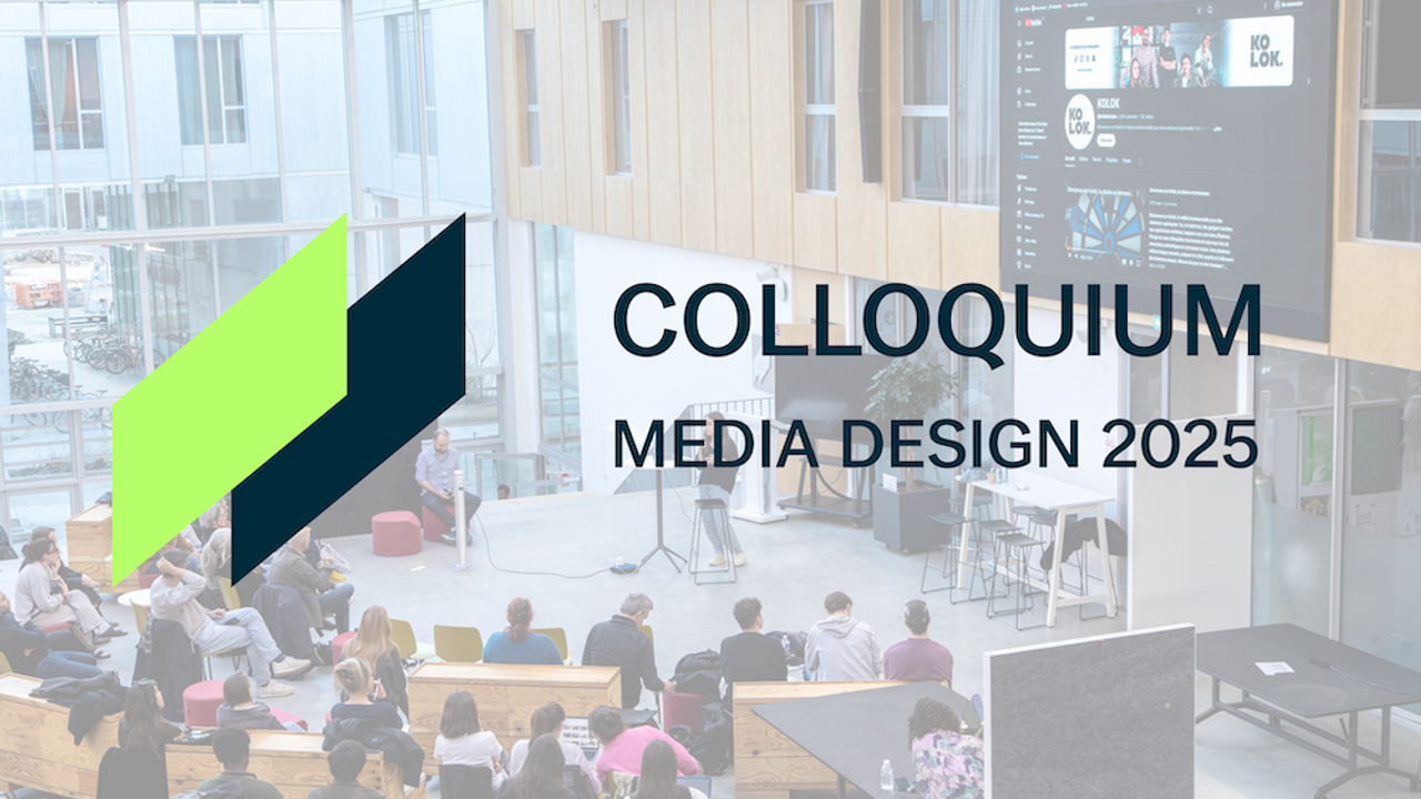 Photographie d'illustration du colloquium MEDIA DESIGN 2025 dans l'Agora de l'Ecole de design lors d'une conférence