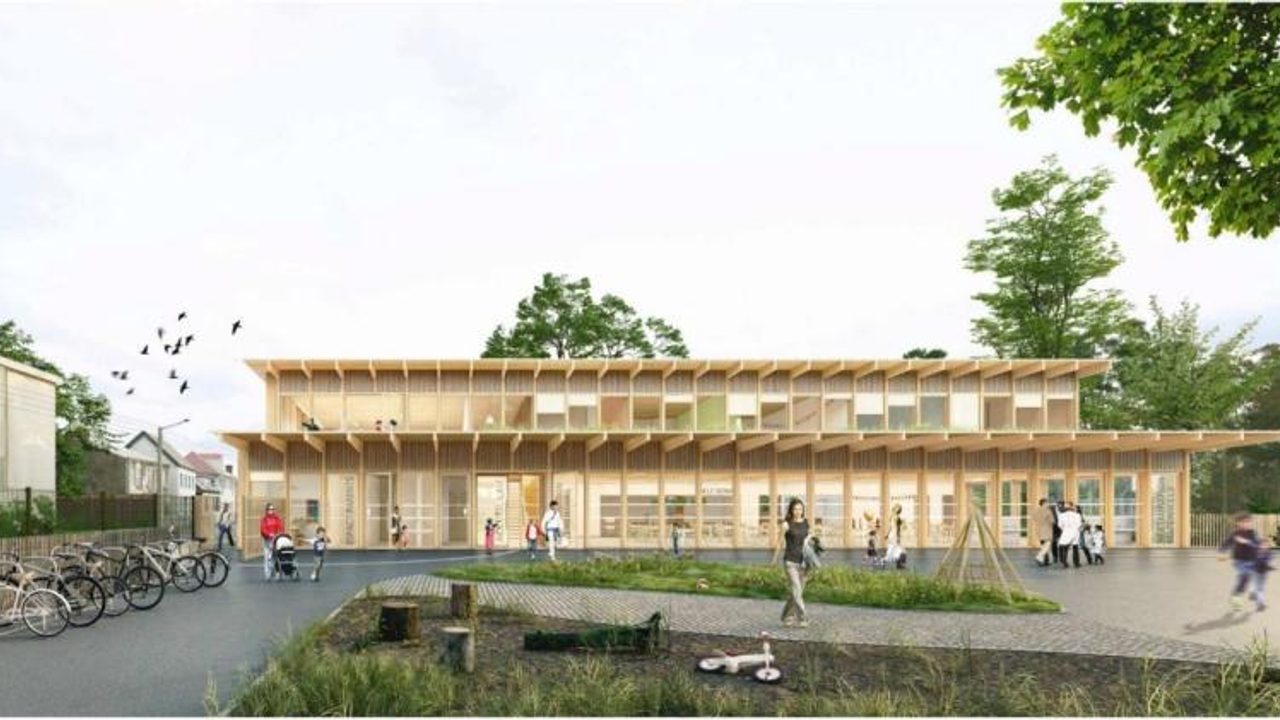 Le visuel du futur bâtiment pour le groupe scolaire Albert-de-Mun