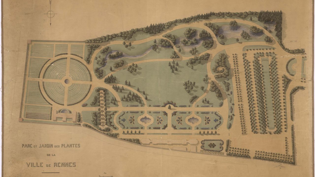 Archives d'un plan du parc et jardin des plantes de la ville de rennes