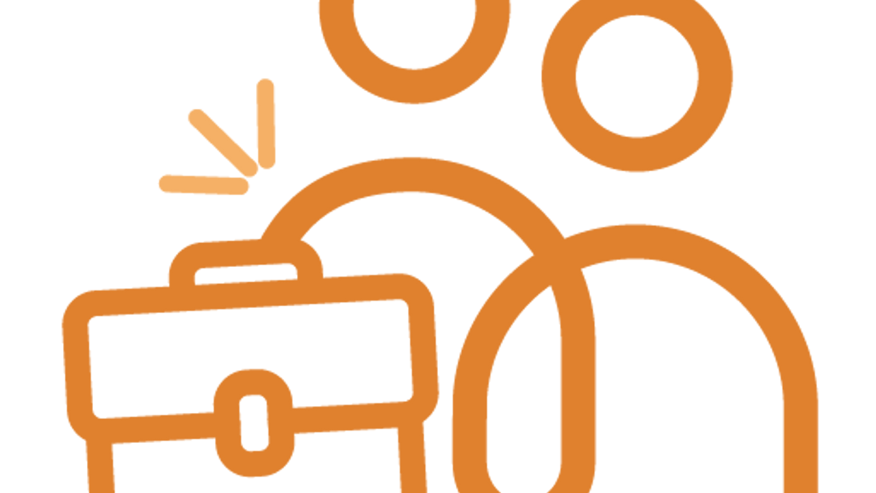 Icon représentant des employés : deux personnes et une malette de travail.