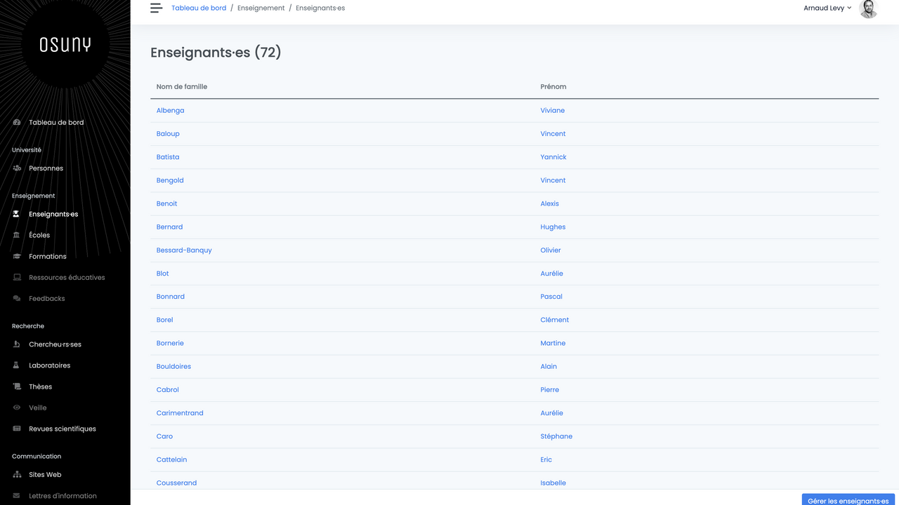Listes des enseignantes et enseignants