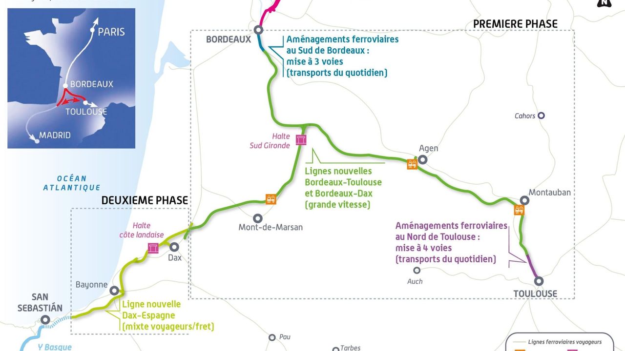 Schema du Grand Projet Ferroviaire du Sud Ouest