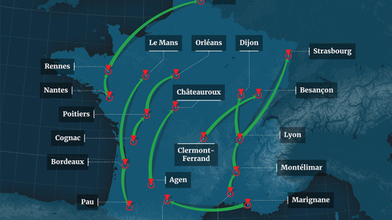 Carte représentant l’évolution des normales de saisons en 30ans