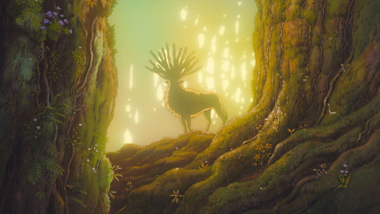Stag standing in a magical forest