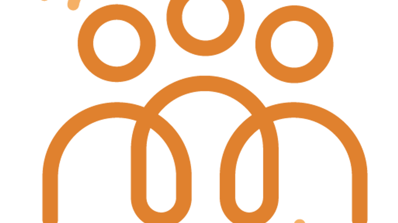 Icon représentant une communauté : trois individus dont les corps sont relié entre eux.