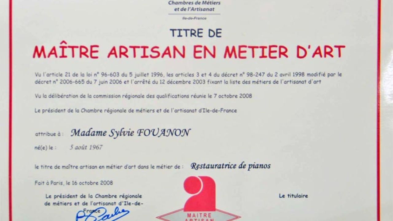 Sylvie Fouanon maitre artisan en métier d'art chambre des métiers de paris