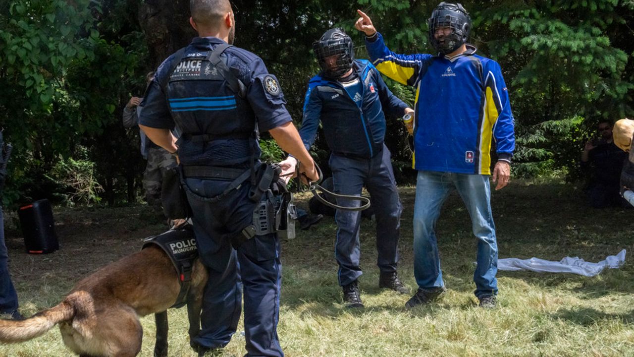 Des maîtres-chiens en entraînement à Rennes.
