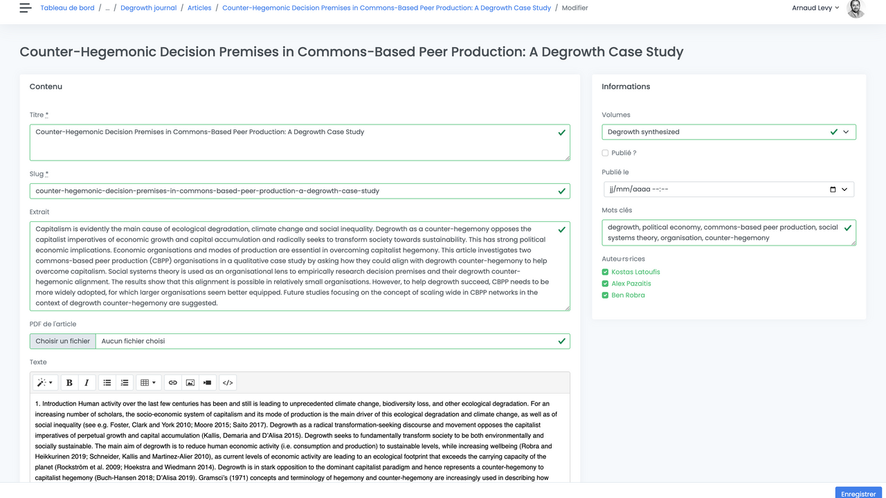 Modification d'un article
