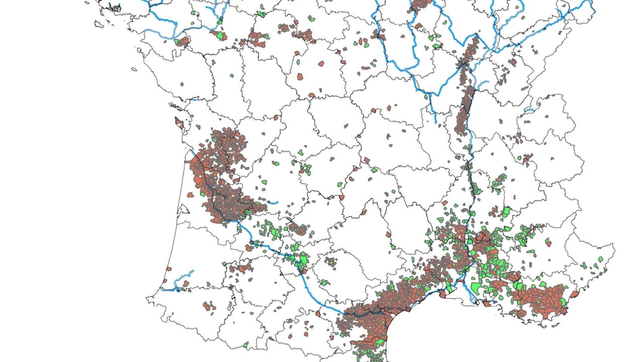 Carte de production des fruits dans la France et leurs connections avec le réseau fluvial et Aubervilliers