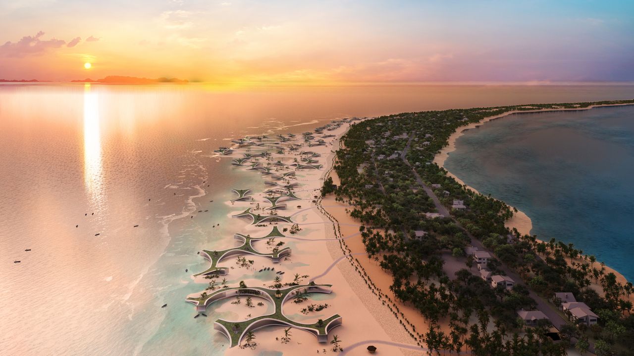 Les îles des atolls du Pacifique sont menacées par l’érosion côtière et la submersion dues aux tempêtes et l’élévation du niveau de la mer doit s’adapter à l’évolution de l’environnement naturel. Cette proposition ne détruit pas les écosystèmes par des barrières artificielles, mais favorise plutôt la capacité d’auto-croissance durable des îles en contrôlant les vagues océaniques et en favorisant l’accumulation de sable sur les îles. De plus, en créant des récifs sur les bas-fonds, l’environnement, la culture et l’écosystème de la nation insulaire seront reconstruits, créant ainsi un avenir avec de nouveaux paysages doucement adaptés au changement climatique.