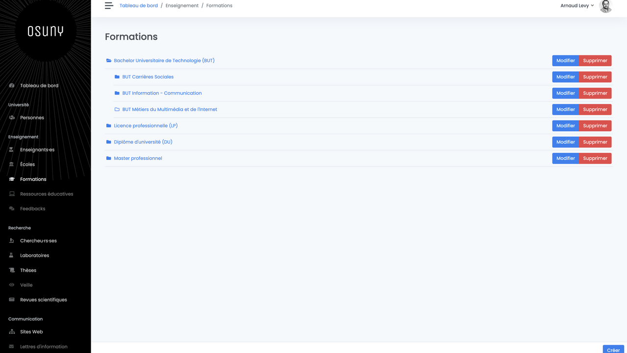 Liste des formations