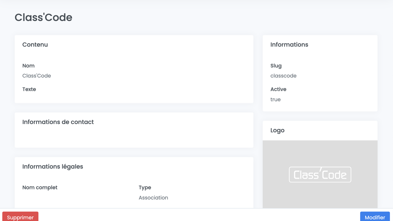 Fiche organisation