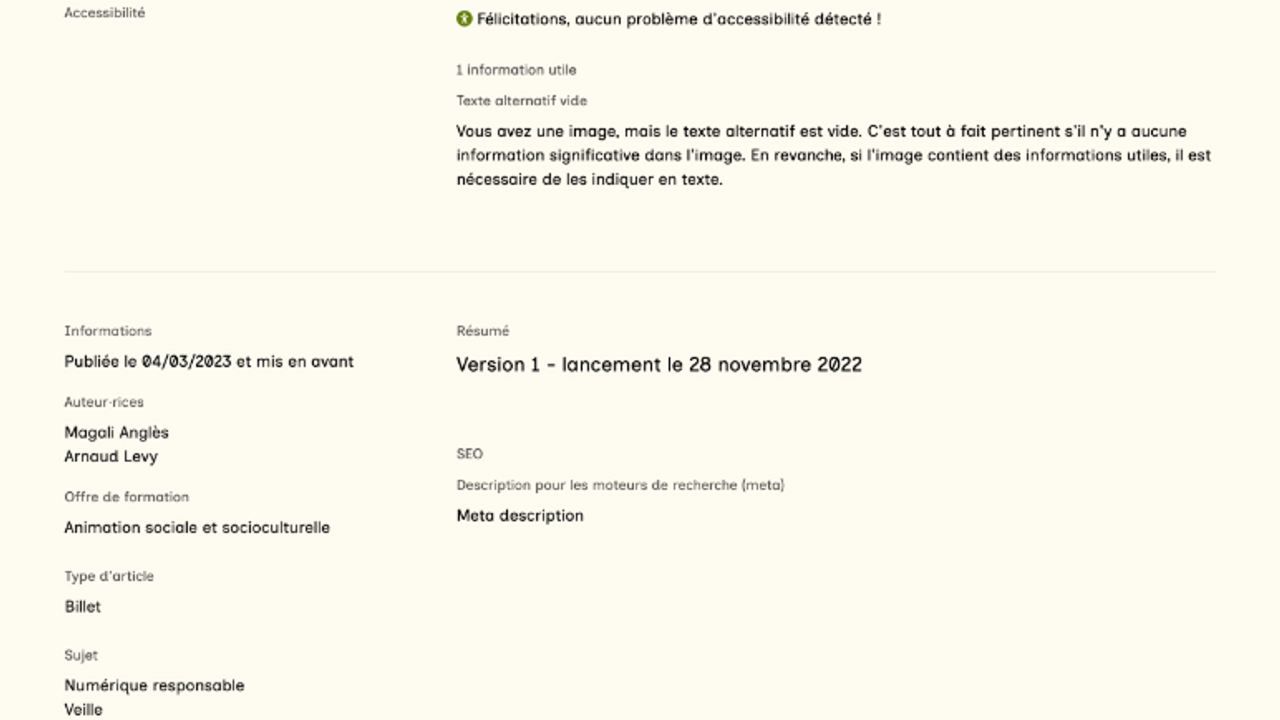 Choisissez un bloc de contenu à modifier et cliquez sur le bouton modifier au-dessus du bloc de contenu