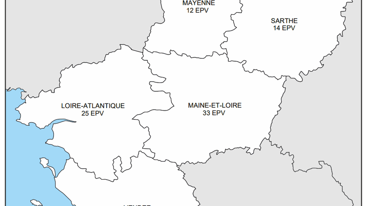 Nombre des EPV par départements des Pays de la Loire