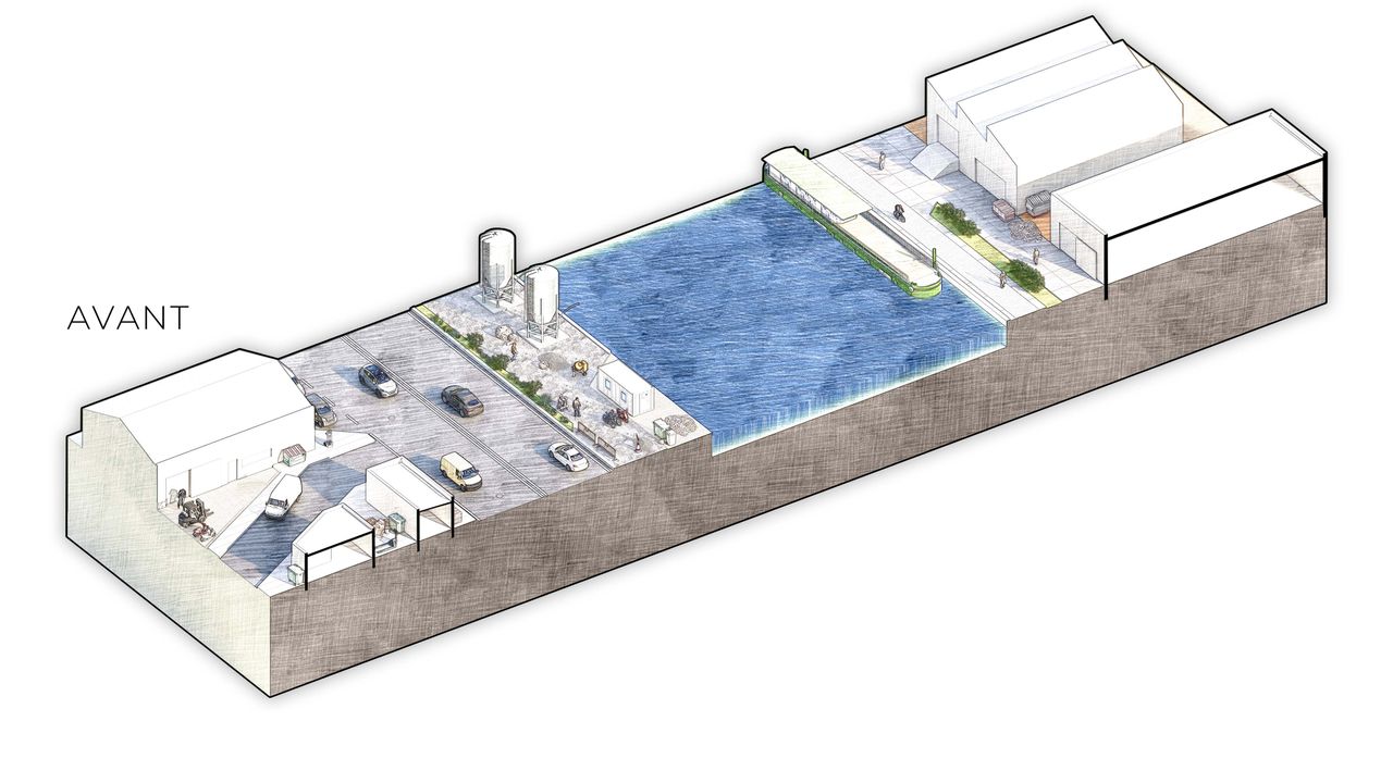 Une perspective de l'aménagement du canal Saint-Denis à Aubervilliers en 2024