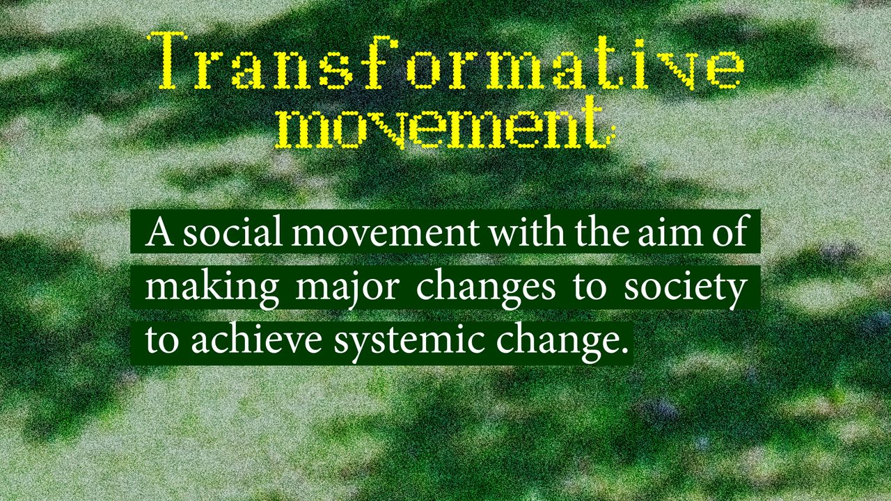 Transformative movement: a social movement with the aim of making major changes to society to achieve systemic change