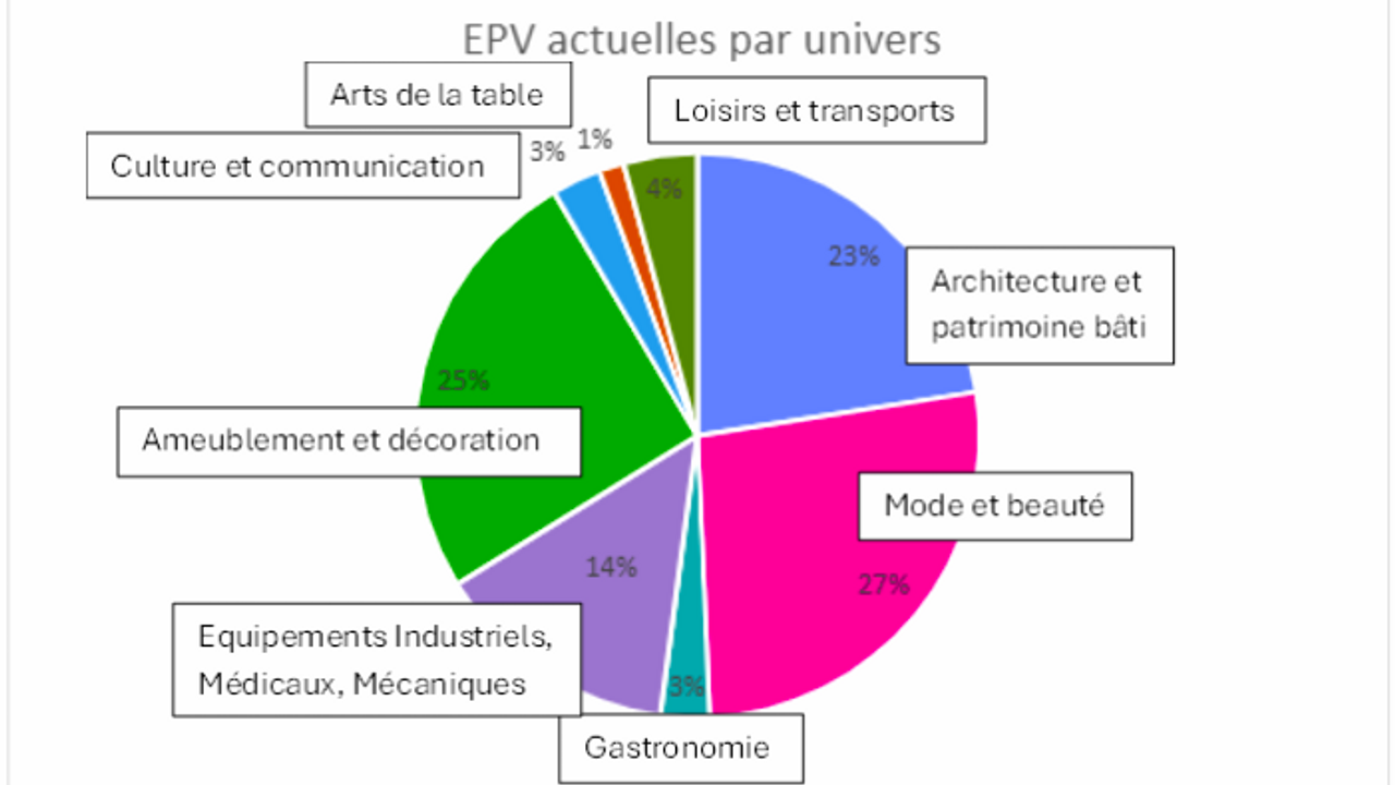 Pourcentage des EPV ligériennes 2025 par univers