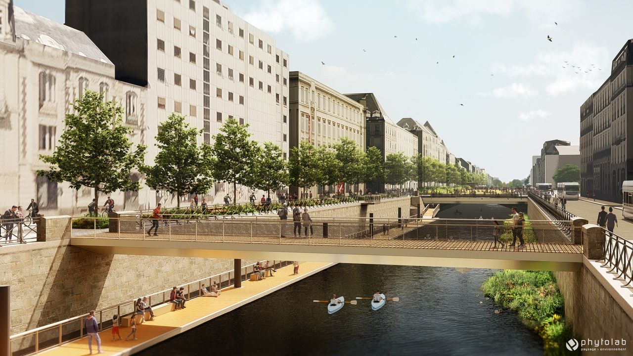 Vue sur la nouvelle passerelle et les pontons
