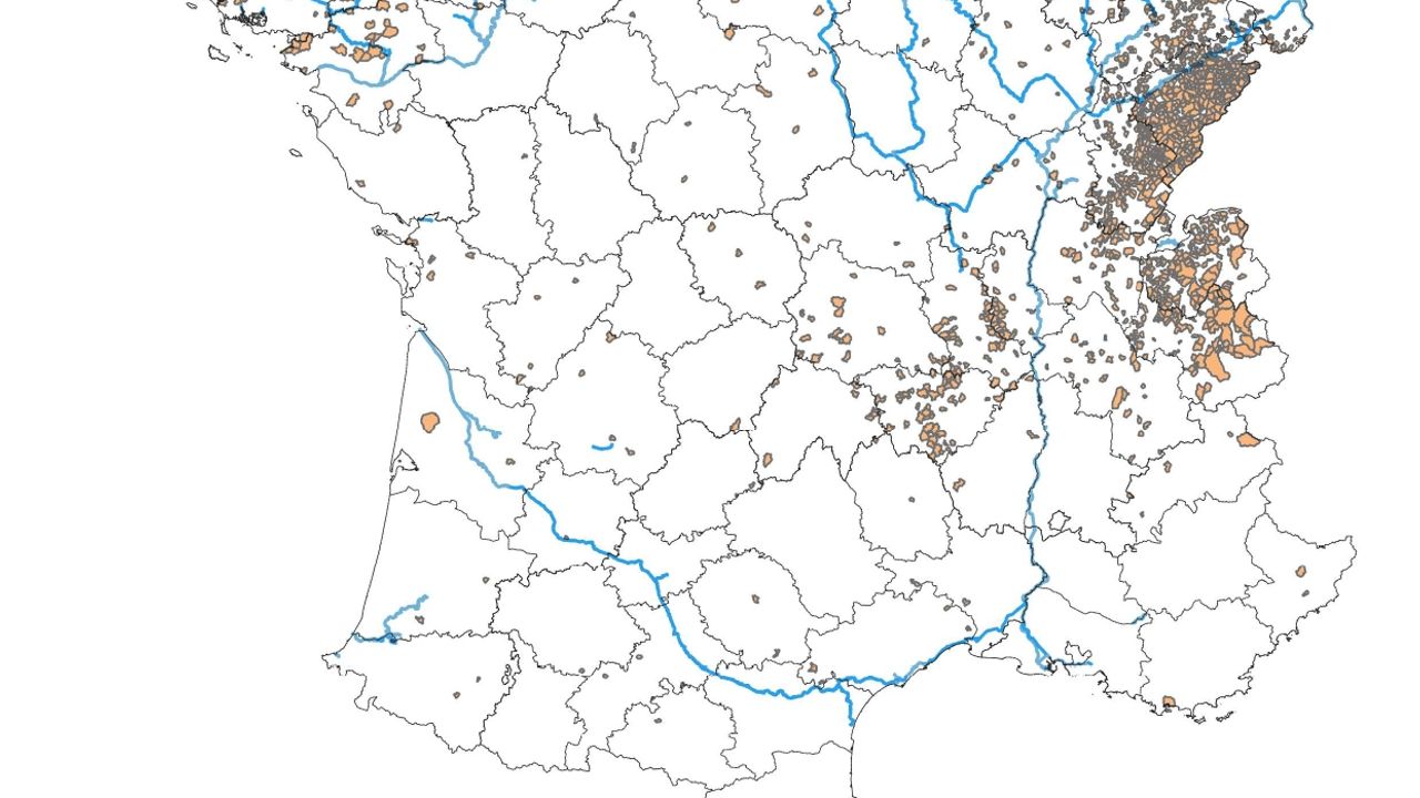 Carte de la production laitière bovine en France et leurs connections avec le canal les reliant à Aubervilliers