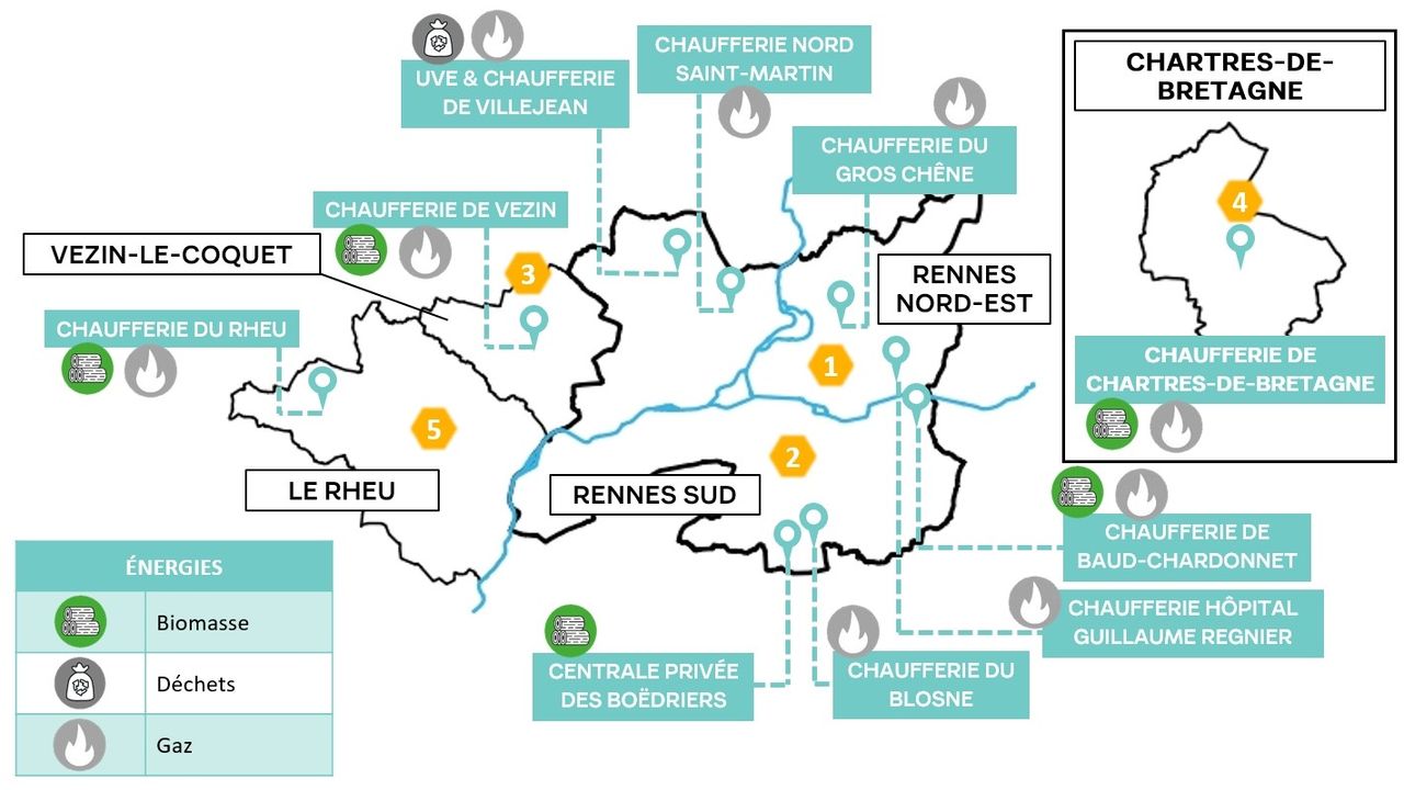 Cartographie générale des réseaux de chaleur métropolitains.