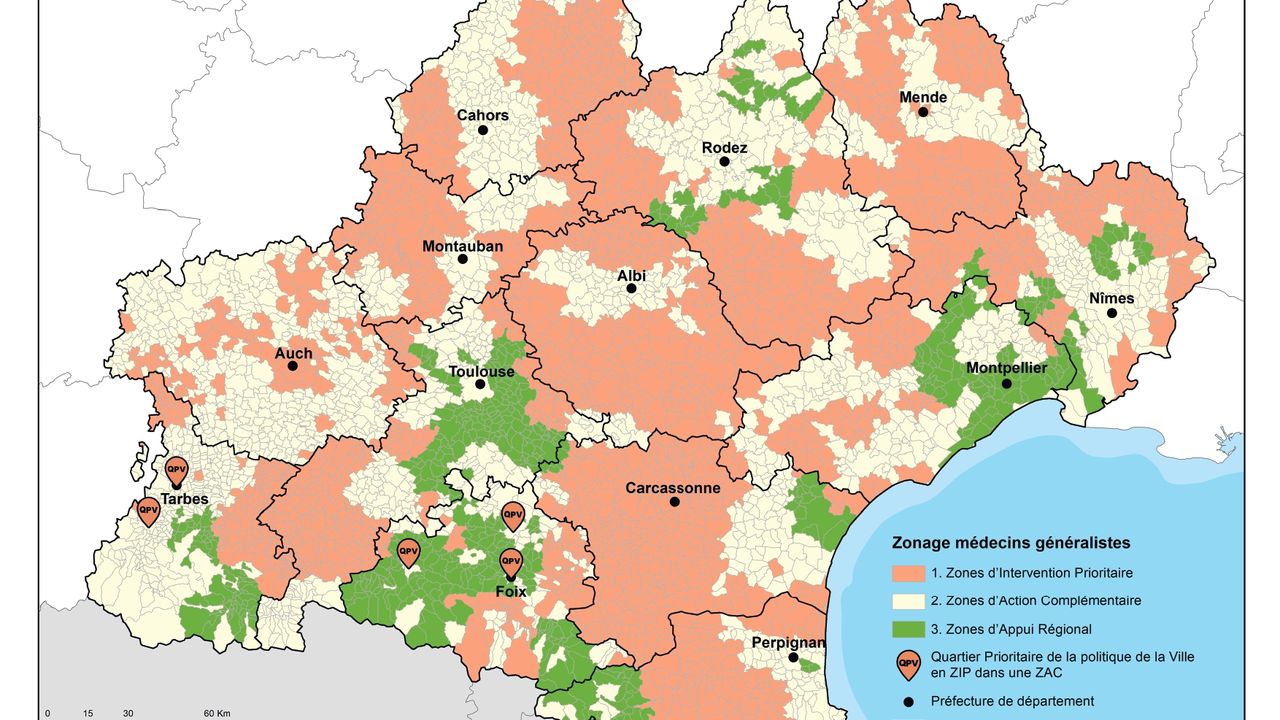 Carte du zonage médecin 2025 sur les aides à l'installation