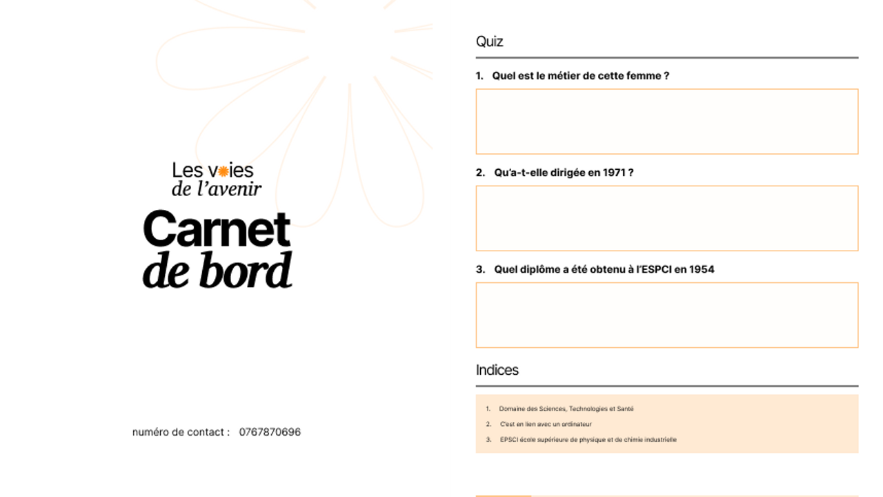 exemple d'une page du carnet de piste
