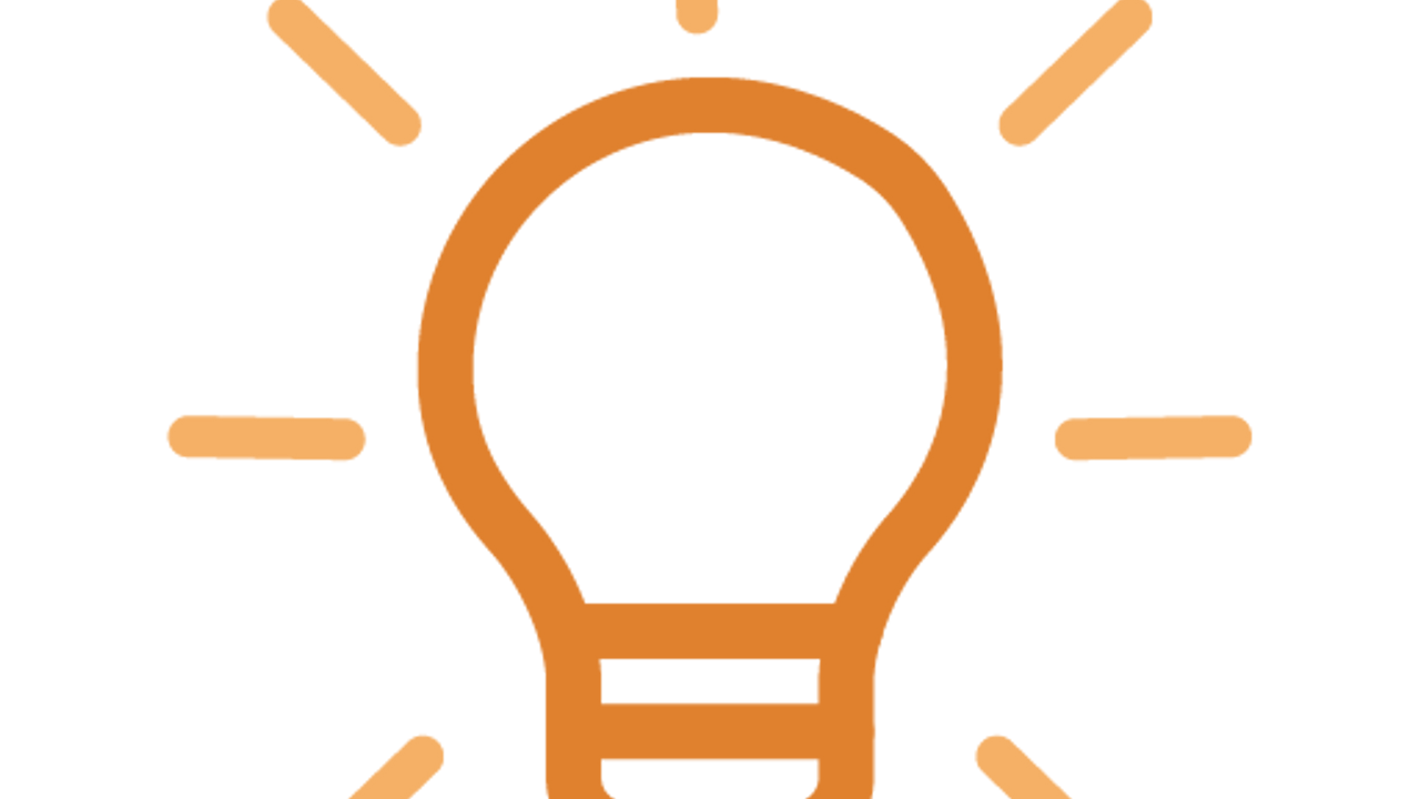 Icon représentant une idée : une ampoule orange entouré de traits