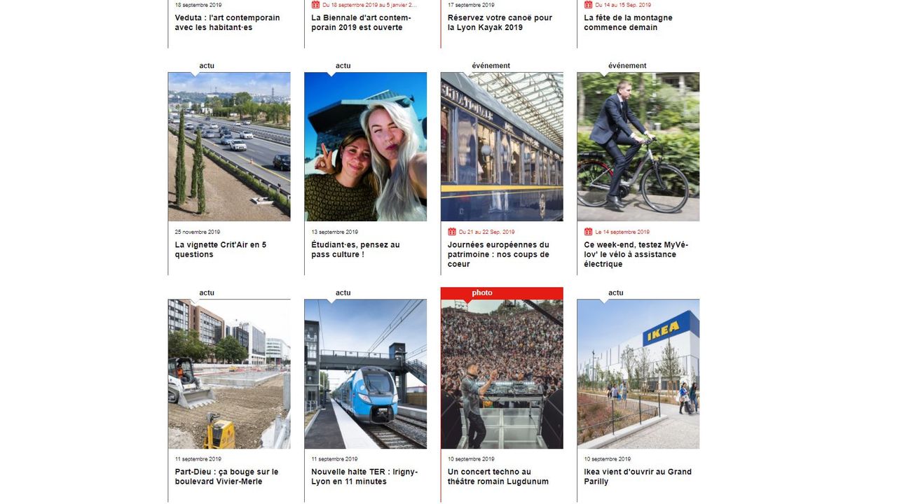 Vue de la home page du site web