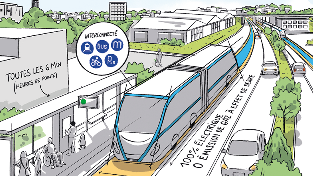 Crayonné d'un trambus.