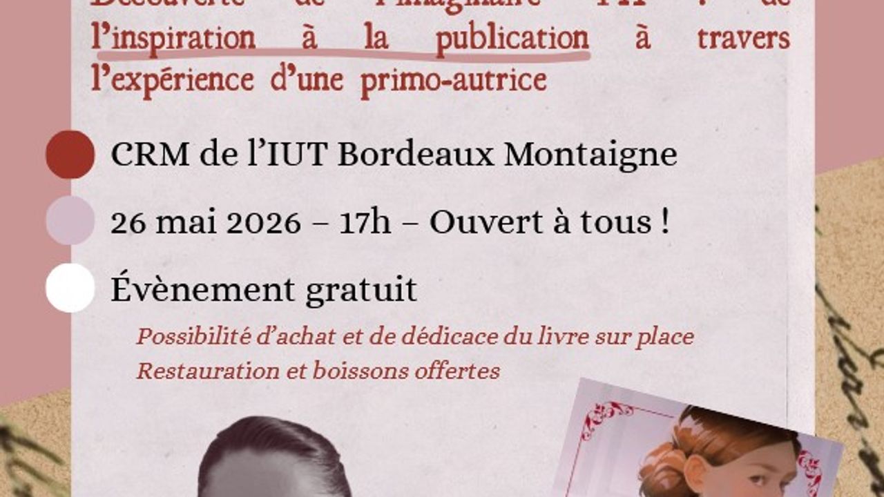 Rencontre avec Charlotte Stéphan Boëssé Au CRM de l'IUT Bordeaux Montaigne, 26 mai 2026 - 17h - ouvert à tous - événement gratuit