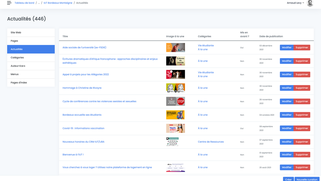 Liste des actualités