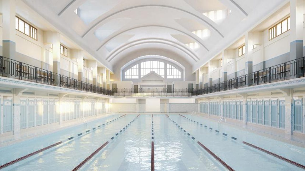 La piscine Saint-Georges va retrouver une seconde jeunesse à partir de juillet 2030. En image, une perspective après travaux. 