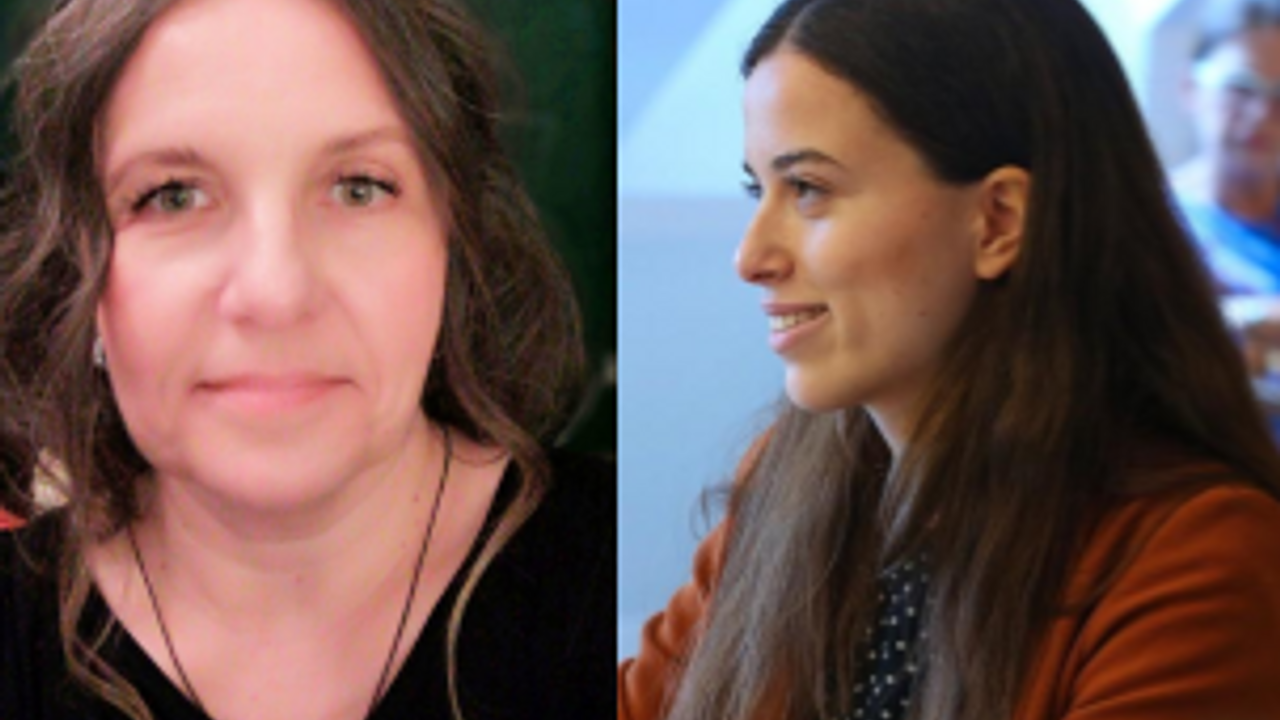 The left side of the image shows the head and shoulders of Zoe Lujic and the right side, the head and shoulders of Nina Djukanovic