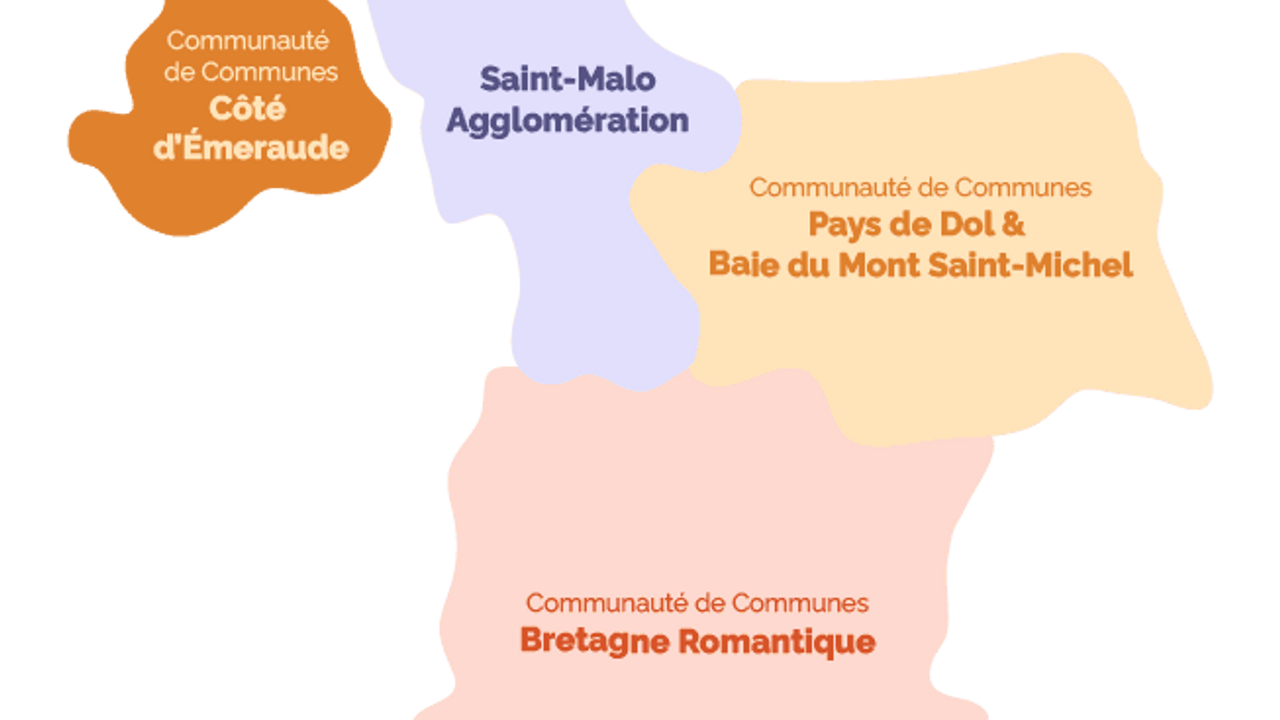 Carte du pays de Saint-Malo divisé par EPCI.