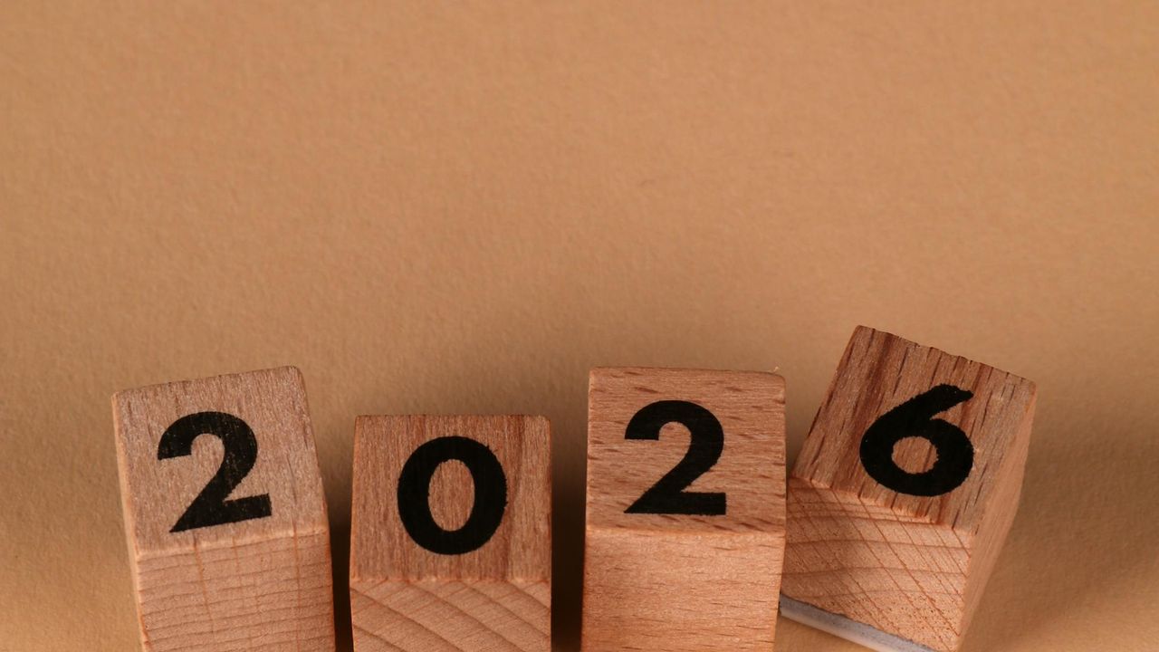 Wooden blocks spelling 2026