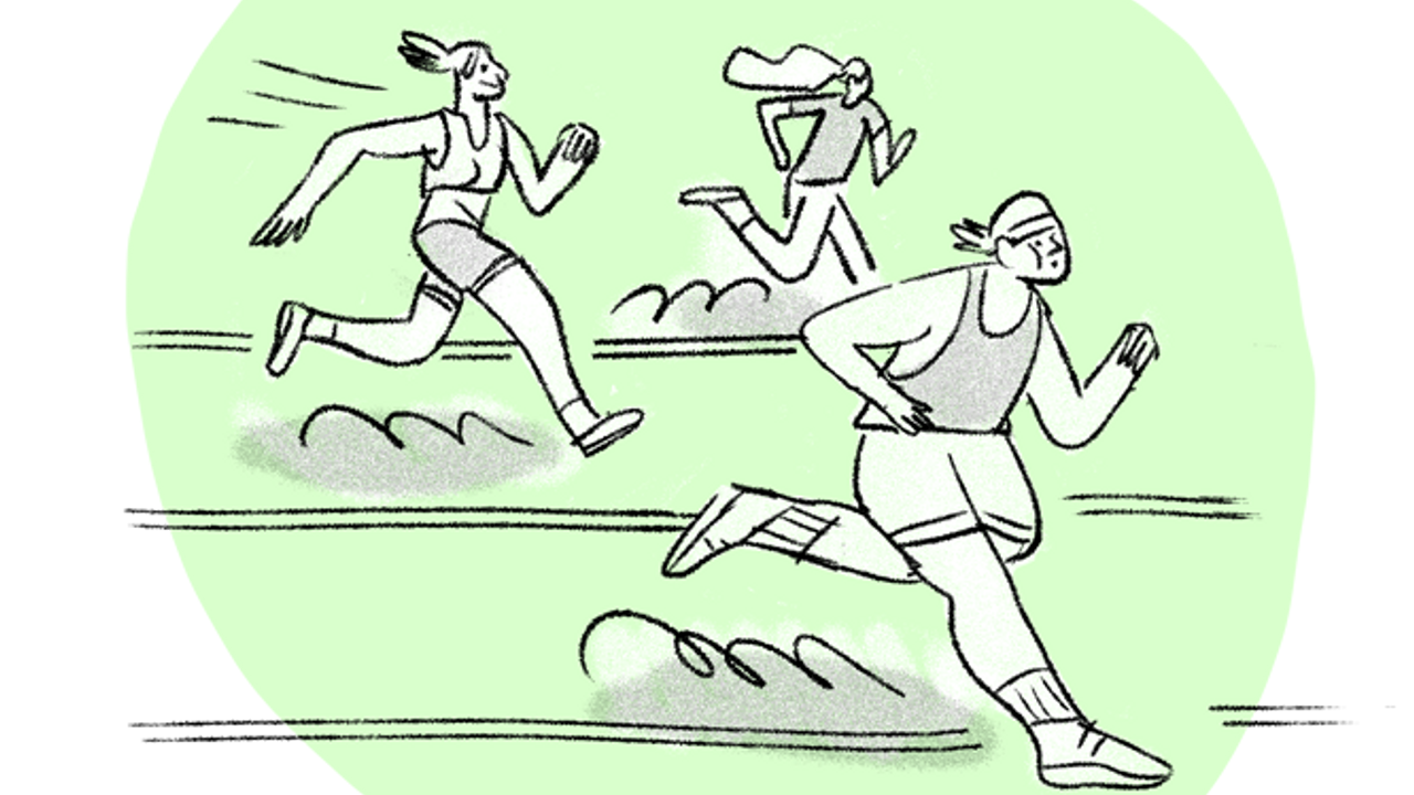 Dessin, personnes qui pratiquent la course à pied.