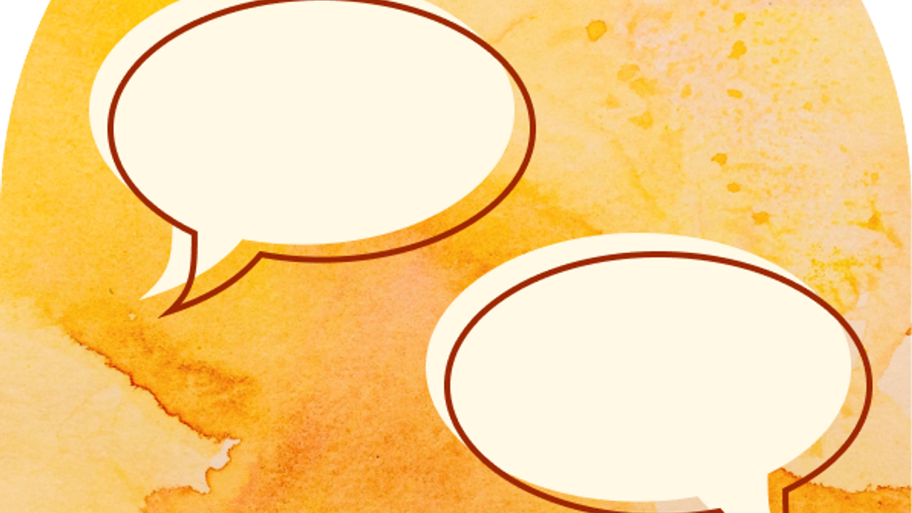 Illustration orange de deux bulles de discussion
