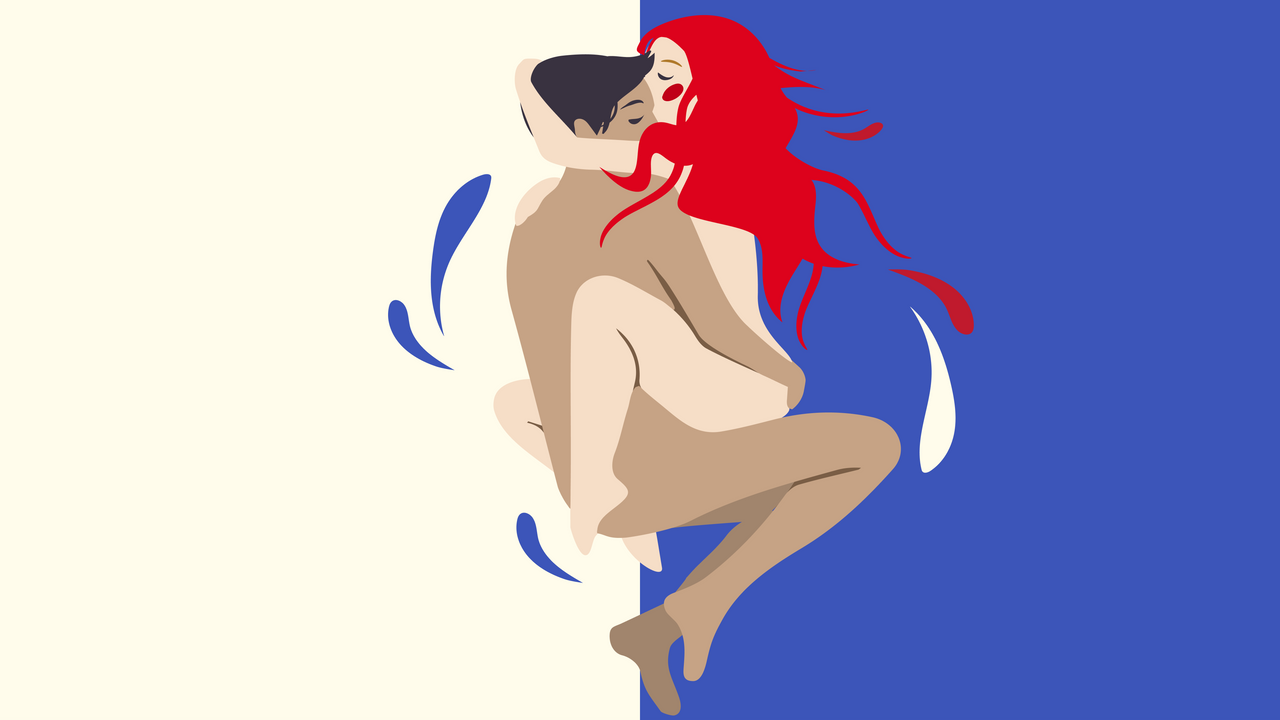 Illustration d'un homme et d'une femme qui s'enlacent 