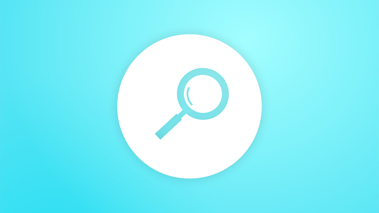 Illustration bleu avec pictogramme d'une loupe