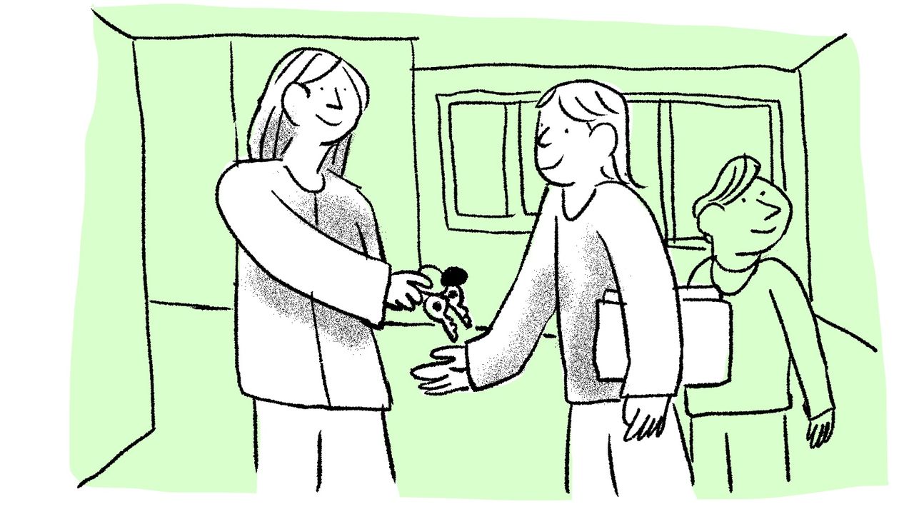 Dessin, remises de clé, accession à la propriété.