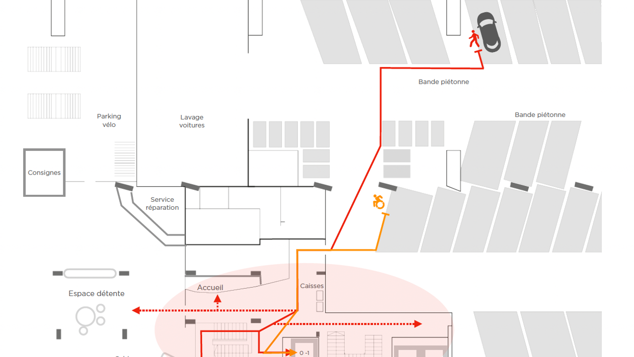 Plan des parcours piéton- Parking Saint-Antoine